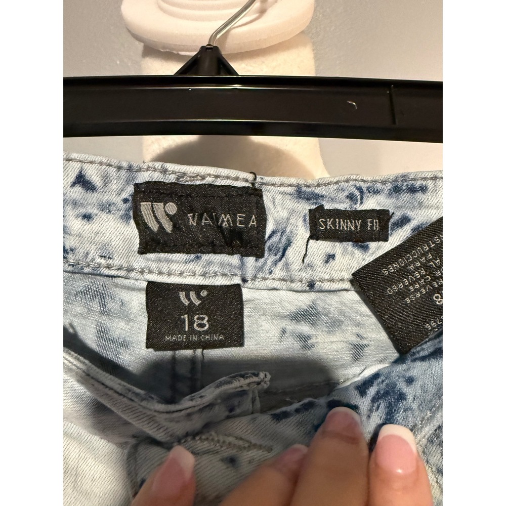 Waimea Mens Skinny Fit Distressed Tie Dye Camo Patch Jeans 18, Women 4-6 - Picture 3 of 8